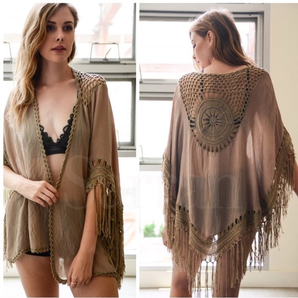 Last 1 New Tangier Boho Macrame Kimono Cardi - Picture 6 of 9